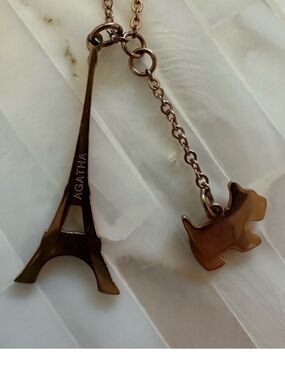 AGATHA PARIS Eiffel Tower and Scottie Necklace gold plated